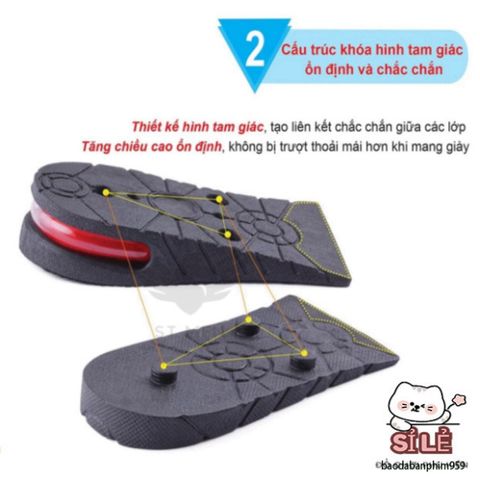 Lót Giày Tăng Chiều Cao Cao Cấp - Đệm Khí Thoáng Khí, Điều Chỉnh Chiều Cao 3-9cm, Giúp Bạn Tự Tin Mọi Nơi
