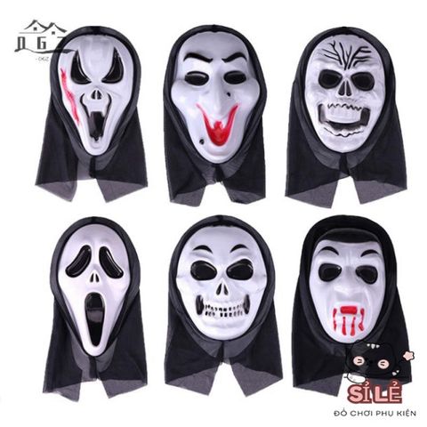 Mặt Nạ Ma Quái Halloween - Phụ Kiện Cosplay Đáng Sợ Cho Tiệc Hóa Trang - Mũ Trùm Đầu Độc Đáo, Phong Cách Ma Mị