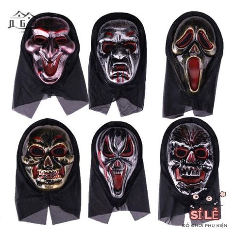 Mặt Nạ Ma Quái Halloween - Phụ Kiện Cosplay Đáng Sợ Cho Tiệc Hóa Trang - Mũ Trùm Đầu Độc Đáo, Phong Cách Ma Mị
