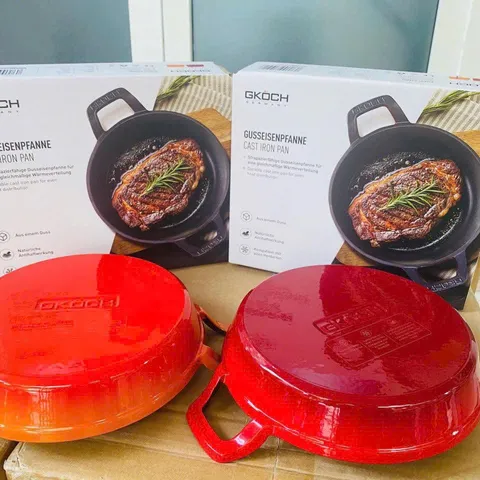 Chảo Gang Đúc GKÖCH 24cm - Chảo Chống Dính An Toàn, Độ Bền Cao, Phù Hợp Mọi Loại Bếp - Dụng Cụ Nấu Ăn Đa Năng