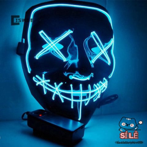 Mặt Nạ LED Neon Cyberpunk dành cho Người Lớn - Mặt Nạ Phát Sáng Độc Đáo cho Halloween và Tiệc Cosplay, Phụ Kiện Thời Trang Punk Cá Tính