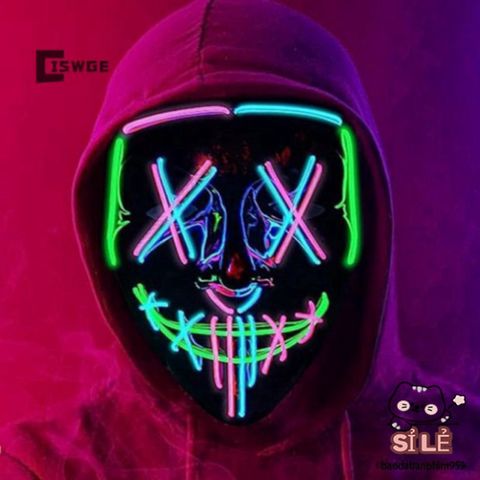 Mặt Nạ LED Neon Cyberpunk dành cho Người Lớn - Mặt Nạ Phát Sáng Độc Đáo cho Halloween và Tiệc Cosplay, Phụ Kiện Thời Trang Punk Cá Tính