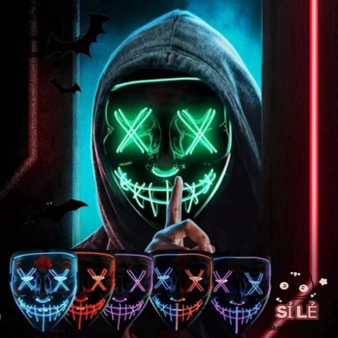 Mặt Nạ LED Neon Cyberpunk dành cho Người Lớn - Mặt Nạ Phát Sáng Độc Đáo cho Halloween và Tiệc Cosplay, Phụ Kiện Thời Trang Punk Cá Tính