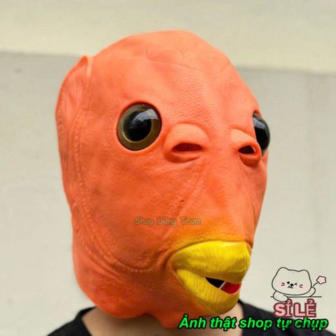Mặt Nạ Đầu Cá Chép Xanh Lá Hài Hước - Silicone Trang Trí Halloween Độc Đáo, Phụ Kiện Cosplay Vui Nhộn