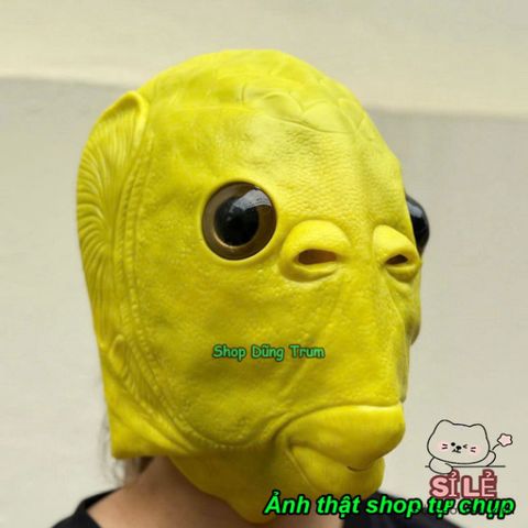 Mặt Nạ Đầu Cá Chép Xanh Lá Hài Hước - Silicone Trang Trí Halloween Độc Đáo, Phụ Kiện Cosplay Vui Nhộn