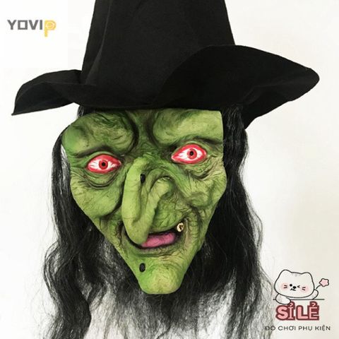Mặt Nạ Phù Thủy Kinh Dị Halloween - Mặt Nạ Latex Giả Tóc Đen Cho Tiệc Hóa Trang, Cosplay Chú Hề Đáng Sợ Dành Cho Tất Cả