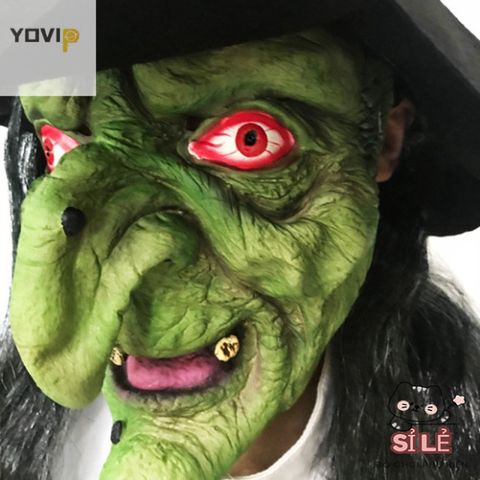 Mặt Nạ Phù Thủy Kinh Dị Halloween - Mặt Nạ Latex Giả Tóc Đen Cho Tiệc Hóa Trang, Cosplay Chú Hề Đáng Sợ Dành Cho Tất Cả