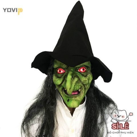 Mặt Nạ Phù Thủy Kinh Dị Halloween - Mặt Nạ Latex Giả Tóc Đen Cho Tiệc Hóa Trang, Cosplay Chú Hề Đáng Sợ Dành Cho Tất Cả