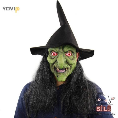 Mặt Nạ Phù Thủy Kinh Dị Halloween - Mặt Nạ Latex Giả Tóc Đen Cho Tiệc Hóa Trang, Cosplay Chú Hề Đáng Sợ Dành Cho Tất Cả