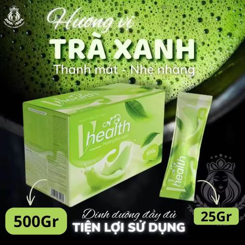Ngũ Cốc Vị Trà Xanh VHEALTH - Thực Phẩm Bổ Sung Dinh Dưỡng Hỗ Trợ Giảm Cân, Tiêu Hóa & Miễn Dịch - 25g x 20 Gói