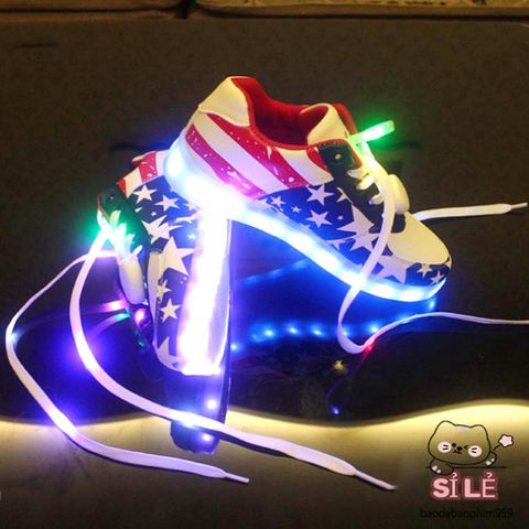 Giày Thể Thao Phát Sáng Cờ Mỹ LED - Giày Đổi Màu 8 Chế Độ Cho Nam Nữ, Phụ Kiện Thời Trang Đặc Biệt, Dành Cho Mọi Sự Kiện