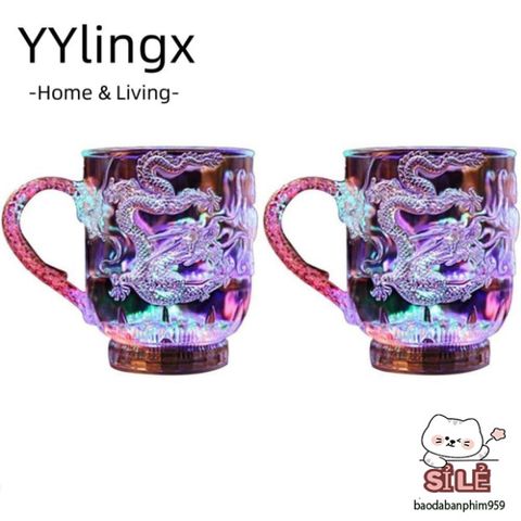 Cốc Phát Sáng LED Thiết Kế Rồng Acrylic Đổi Màu - Cốc Nước Tái Sử Dụng Sáng Tạo Cho Bữa Tiệc, Quà Tặng Độc Đáo