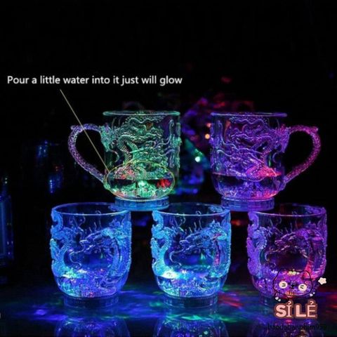 Cốc Phát Sáng LED Thiết Kế Rồng Acrylic Đổi Màu - Cốc Nước Tái Sử Dụng Sáng Tạo Cho Bữa Tiệc, Quà Tặng Độc Đáo