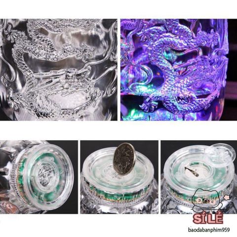 Cốc Phát Sáng LED Thiết Kế Rồng Acrylic Đổi Màu - Cốc Nước Tái Sử Dụng Sáng Tạo Cho Bữa Tiệc, Quà Tặng Độc Đáo