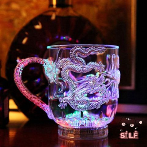 Cốc Phát Sáng LED Thiết Kế Rồng Acrylic Đổi Màu - Cốc Nước Tái Sử Dụng Sáng Tạo Cho Bữa Tiệc, Quà Tặng Độc Đáo