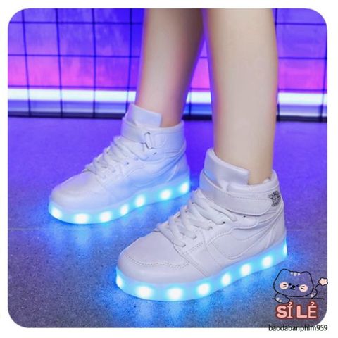 Giày LED Phát Sáng Sạc USB Cho Bé - Màu Trắng GH65, 11 Chế Độ Đèn Chớp Nháy, Giày Thời Trang An Toàn Dành Cho Trẻ Em