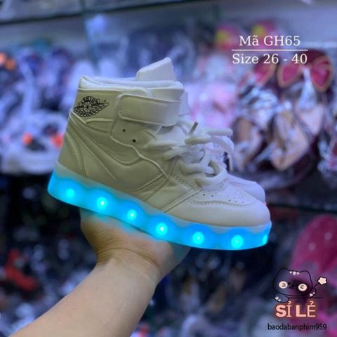 Giày LED Phát Sáng Sạc USB Cho Bé - Màu Trắng GH65, 11 Chế Độ Đèn Chớp Nháy, Giày Thời Trang An Toàn Dành Cho Trẻ Em