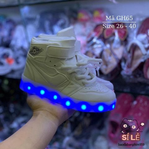 Giày LED Phát Sáng Sạc USB Cho Bé - Màu Trắng GH65, 11 Chế Độ Đèn Chớp Nháy, Giày Thời Trang An Toàn Dành Cho Trẻ Em