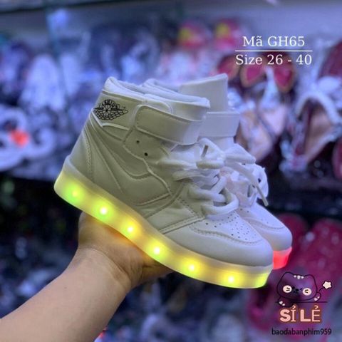 Giày LED Phát Sáng Sạc USB Cho Bé - Màu Trắng GH65, 11 Chế Độ Đèn Chớp Nháy, Giày Thời Trang An Toàn Dành Cho Trẻ Em
