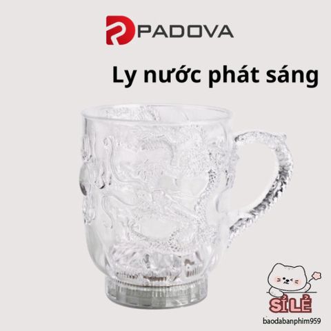 Ly Nước Phát Sáng LED Họa Tiết Rồng PADOVA 4638 - Món Quà Độc Đáo Cho Mọi Dịp, Tạo Không Gian Lãng Mạn Về Đêm