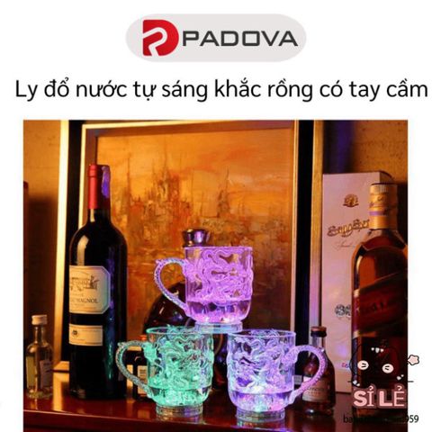 Ly Nước Phát Sáng LED Họa Tiết Rồng PADOVA 4638 - Món Quà Độc Đáo Cho Mọi Dịp, Tạo Không Gian Lãng Mạn Về Đêm