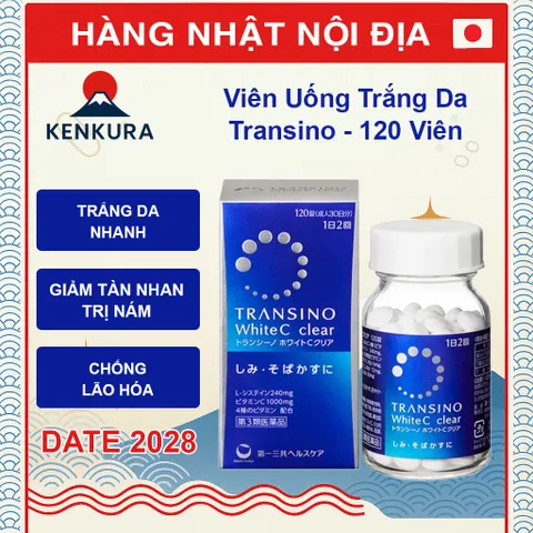 Viên Uống Trắng Da Transino Nhật Bản White C Clear - 120 Viên Hỗ Trợ Giảm Nám, Làm Sáng Da Từ Bên Trong