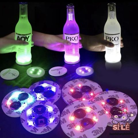 Đèn LED Phát Sáng Coaster Nhấp Nháy - Đế Lót Ly Sáng Màu Cho Tiệc Tùng, Quán Bar - Phụ Kiện Thời Trang Đồ Uống Rượu