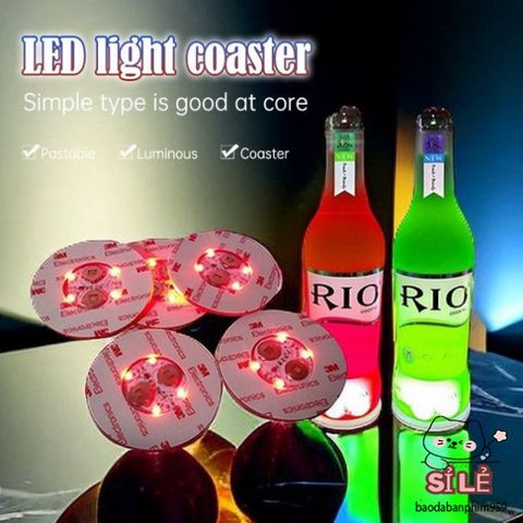 Đèn LED Phát Sáng Coaster Nhấp Nháy - Đế Lót Ly Sáng Màu Cho Tiệc Tùng, Quán Bar - Phụ Kiện Thời Trang Đồ Uống Rượu