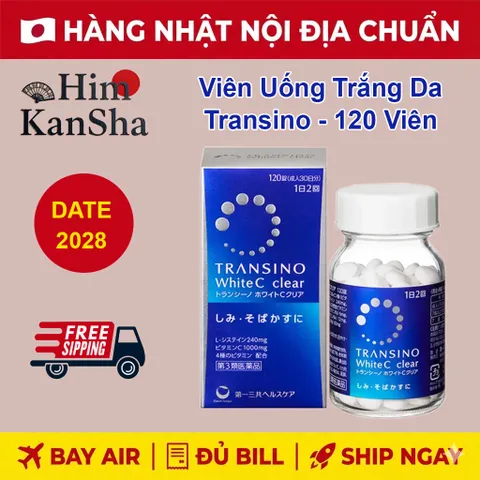 Viên Uống Trắng Da Transino Nhật Bản White C Clear - Hỗ Trợ Làm Sáng Da và Giảm Nám - 120 Viên Chất Lượng Cao