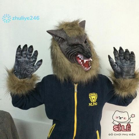 Mặt Nạ Đầu Sói Halloween Kèm Găng Tay - Trang Phục Hóa Trang Đẹp Đáng Sợ Cho Tiệc Cospaly