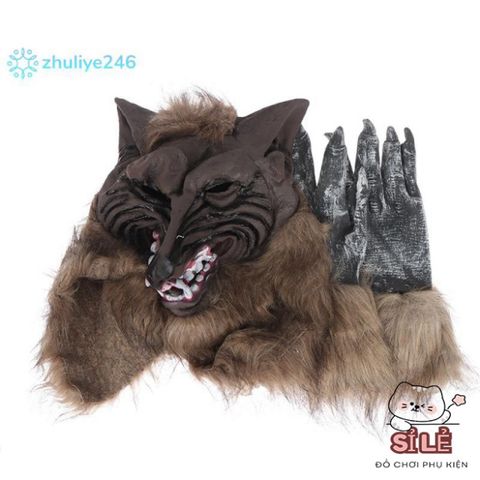 Mặt Nạ Đầu Sói Halloween Kèm Găng Tay - Trang Phục Hóa Trang Đẹp Đáng Sợ Cho Tiệc Cospaly