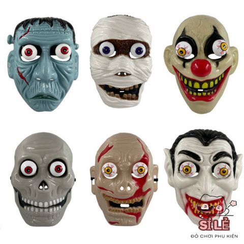 Mặt Nạ Hóa Trang Kinh Dị Đầu Lâu Thây Ma Có Mắt Di Chuyển - Phụ Kiện Halloween Độc Đáo cho Tiệc Chơi và Lễ Hội