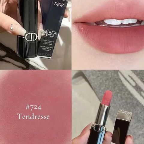 Son Dior Rouge Dior Couleur Couture Velvet 724 Tendresse - Son Môi Đỏ Hồng Nâu Cao Cấp Chính Hãng, Dưỡng Ẩm, Bền Màu, Quà Tặng Đặc Biệt