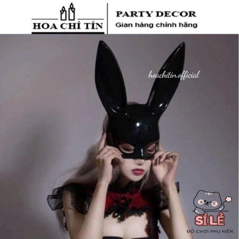 Mặt Nạ Halloween Thỏ Bunny Tai Dài Đen Trắng - Phụ Kiện Trang Phục Hóa Trang Độc Đáo và Sáng Tạo cho Tiệc và Lễ Hội
