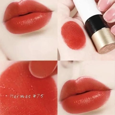 Son Hermès Rouge Amazone 75 Brillant Màu Đỏ Cam Chính Hãng - Son Lì Sang Trọng, Quyến Rũ, Quà Tặng Tuyệt Vời Cho Phái Đẹp