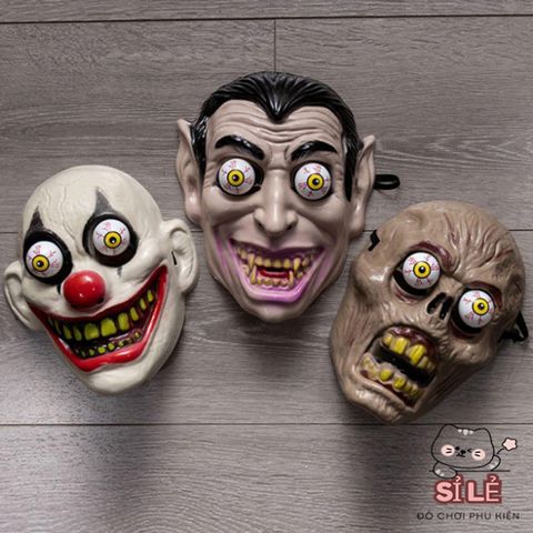 Mặt Nạ Đầu Lâu HEALMEYOU - Phụ Kiện Hóa Trang Ma Quái cho Halloween, Cosplay Chú Hề Joker và Thây Ma 3D Di Chuyển Mắt