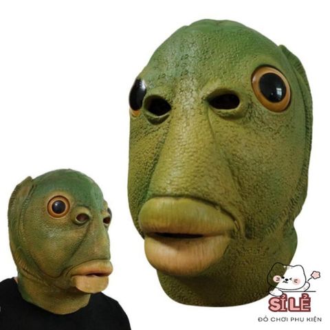 Mặt Nạ Đầu Cá Xanh Ngộ Nghỉnh - Phụ Kiện Cosplay Hài Hước cho Halloween và Bữa Tiệc, Độc Đáo và Vui Vẻ