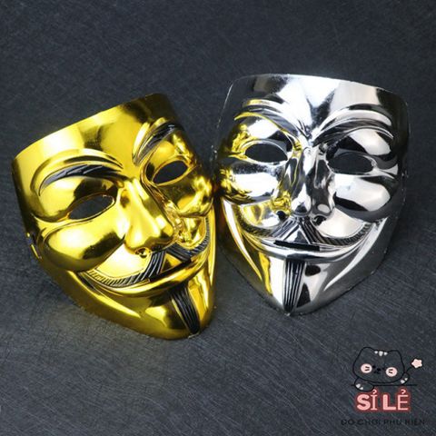 Mặt Nạ Hacker Ánh Kim Vàng Bạc Trắng - Phụ Kiện Hóa Trang Chú Hề Sáng Bóng Dành Cho Tiệc Tùng và Lễ Hội