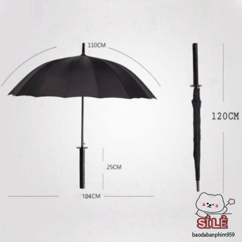 Ô Dù Samurai Katana Đen - Phụ Kiện Thời Trang Cao Cấp, Thiết Kế Độc Đáo Đại Diện Cho Phong Cách Oai Hùng, Che Mưa Nắng Hiệu Quả