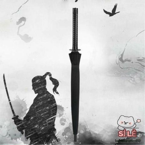 Dù Katana Samurai Đen Cao Cấp - Ô Dù Thiết Kế Mô Phỏng Kiếm Nhật Bản Bền Bỉ, Thời Trang và Chống Gió Tốt