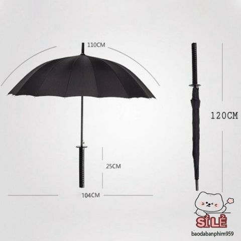 Dù Katana Samurai Đen Cao Cấp - Ô Dù Thiết Kế Mô Phỏng Kiếm Nhật Bản Bền Bỉ, Thời Trang và Chống Gió Tốt