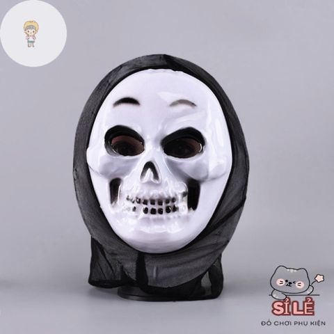 Mặt Nạ Halloween Thần Chết Kinh Dị - Trang Điểm Cosplay Ma Trắng Độc Đáo, Phụ Kiện Chất Lượng Cao, Sự Kiện Ma Quái