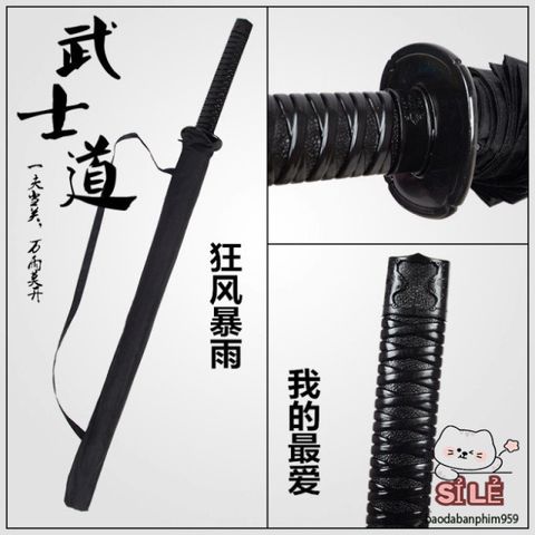 Ô Dù Che Nắng Mưa Katana - Phong Cách Kiếm Nhật, Bền Bỉ 16 Nan Đen Sang Trọng, Thiết Kế Độc Đáo và Chắc Chắn
