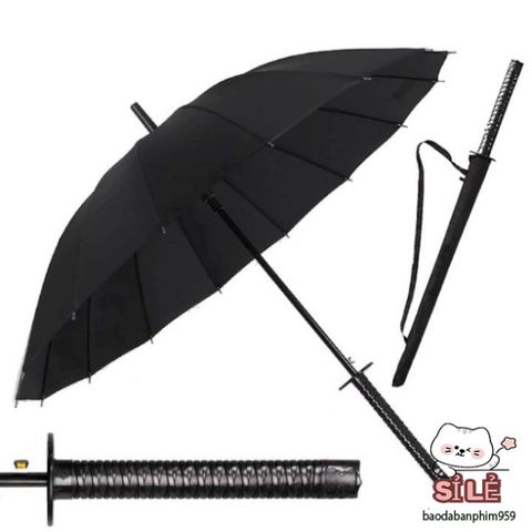 Ô Dù Che Nắng Mưa Katana - Phong Cách Kiếm Nhật, Bền Bỉ 16 Nan Đen Sang Trọng, Thiết Kế Độc Đáo và Chắc Chắn