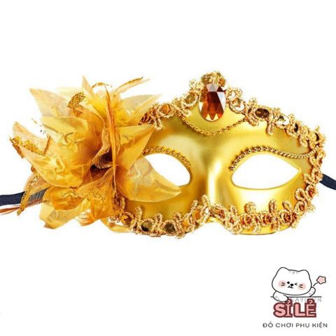Mặt Nạ Hoa Huệ Lấp Lánh - Đính Kim Cương Giả & Lông Vũ, Phụ Kiện Hóa Trang Tiệc Cưới và Lễ Hội, Sang Trọng và Độc Đáo