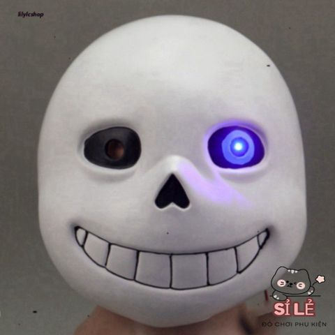 Mặt Nạ Hóa Trang Undertale Sans Đầu Mắt Xanh - Latex An Toàn Cho Cosplay Halloween, Sự Kiện & Video Trực Tuyến