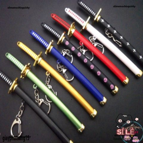Móc Khóa Kiếm Katana Zoro Law One Piece Chất Liệu Kim Loại Không Gỉ Dài 16cm - Quà Tặng Anime Cho Người Hâm Mộ