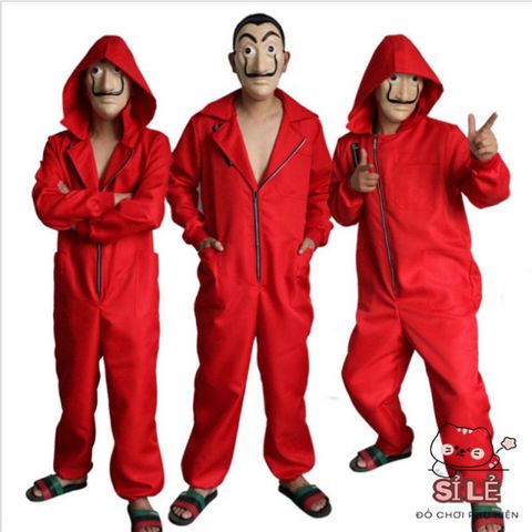 Bộ Trang Phục Hóa Trang Money Heist Đỏ - Cosplay Mặt Nạ Dành Cho Halloween và Sự Kiện Nghệ Thuật, Chất Liệu Cotton Thoáng Khí