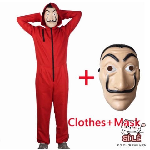Bộ Trang Phục Hóa Trang Money Heist Đỏ - Cosplay Mặt Nạ Dành Cho Halloween và Sự Kiện Nghệ Thuật, Chất Liệu Cotton Thoáng Khí