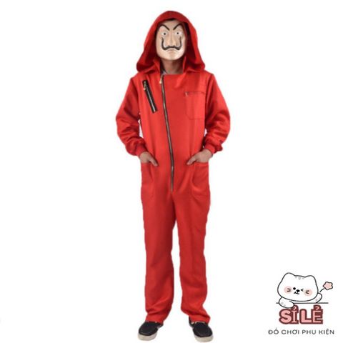 Bộ Trang Phục Hóa Trang Money Heist Đỏ - Cosplay Mặt Nạ Dành Cho Halloween và Sự Kiện Nghệ Thuật, Chất Liệu Cotton Thoáng Khí